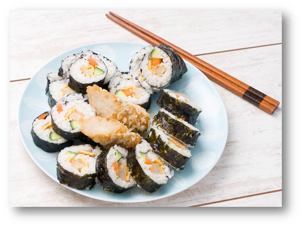 炸蝦海苔壽司飯捲成品